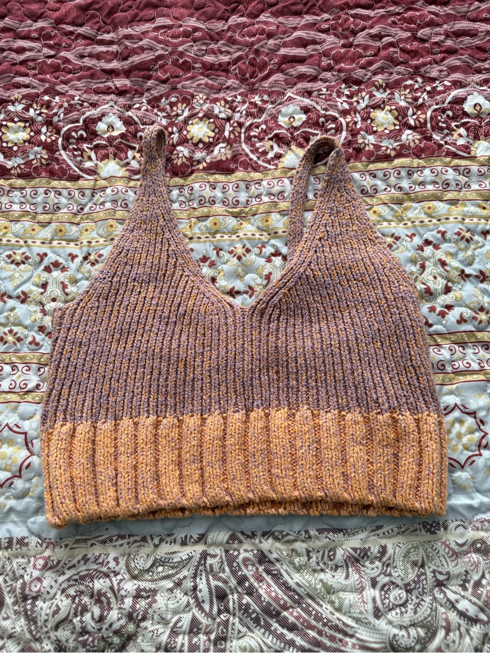 Free people Knit Crop Tank Sweater - Mauve and Peach